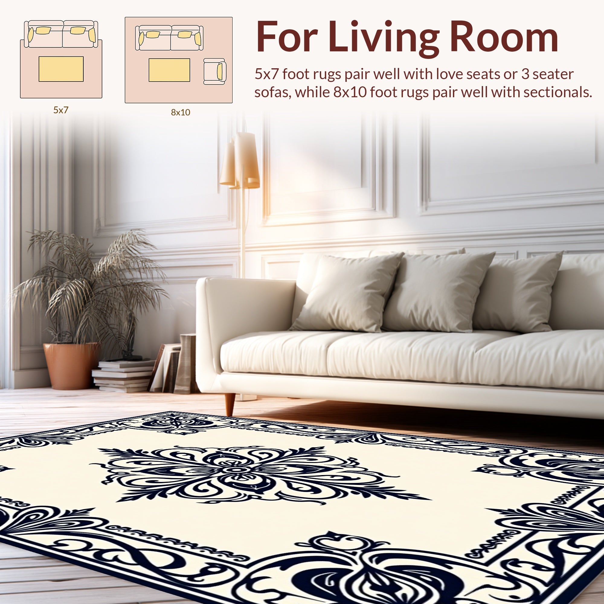 Elegant Vintage Floral Scroll Rug