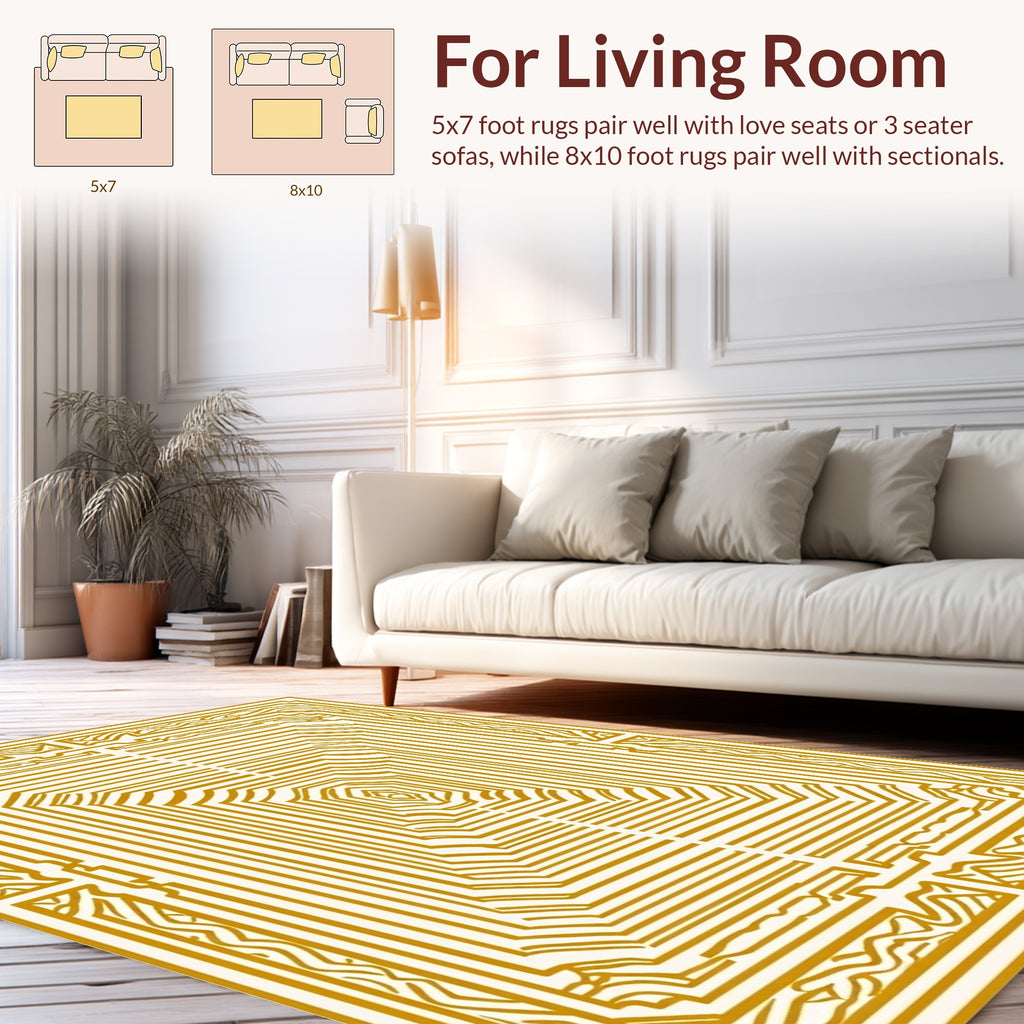 Golden Square Concentric Octagon Rug