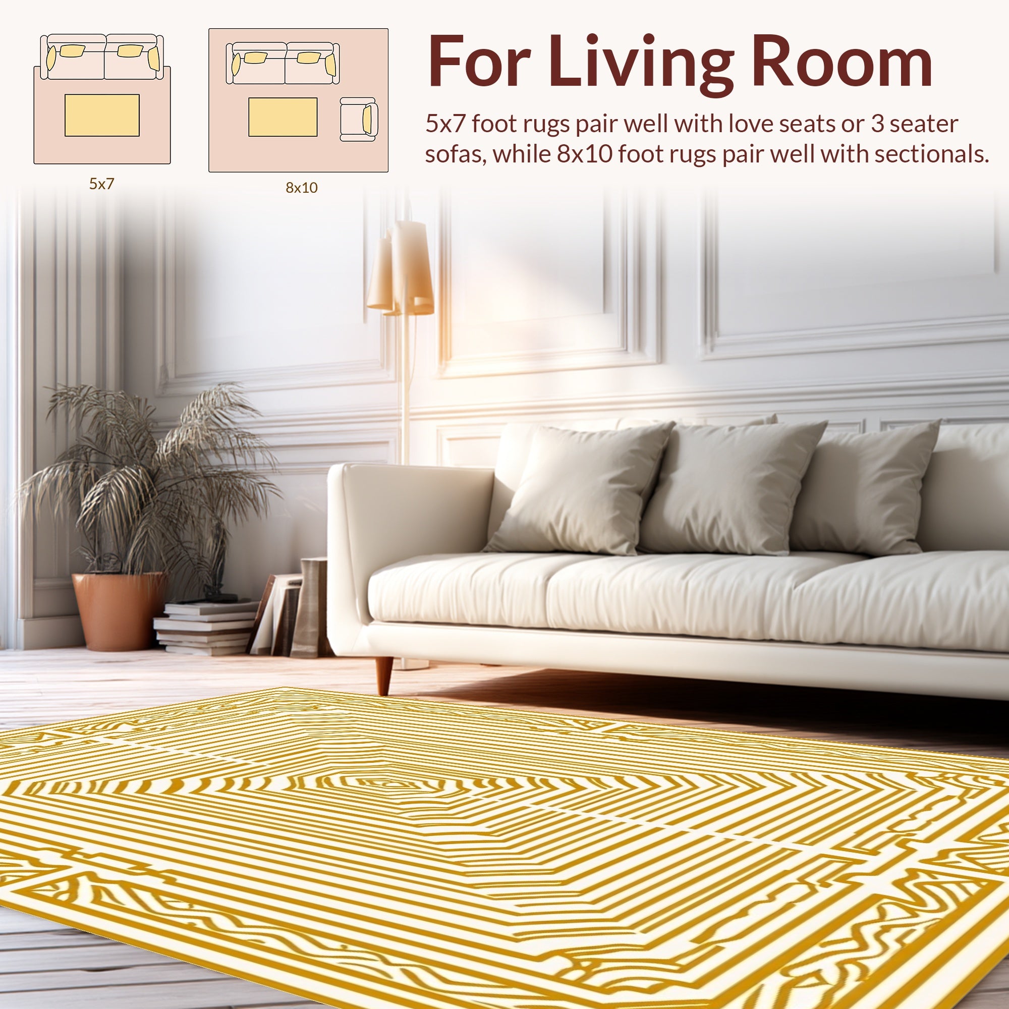 Golden Square Concentric Octagon Rug