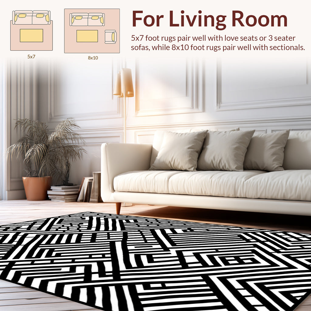 Bold Geometric Maze Pattern Rug