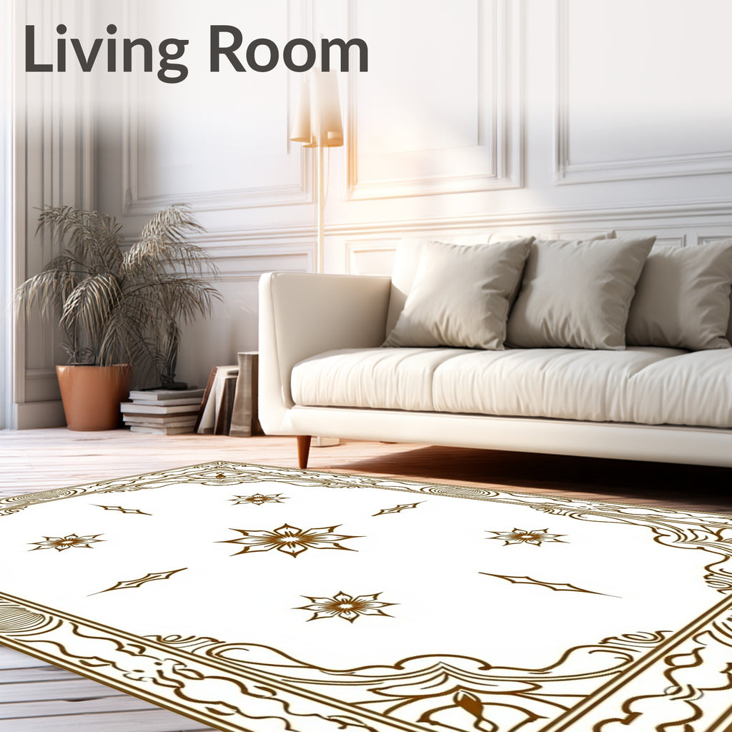 Ornate Bloom Inlay Border Rug