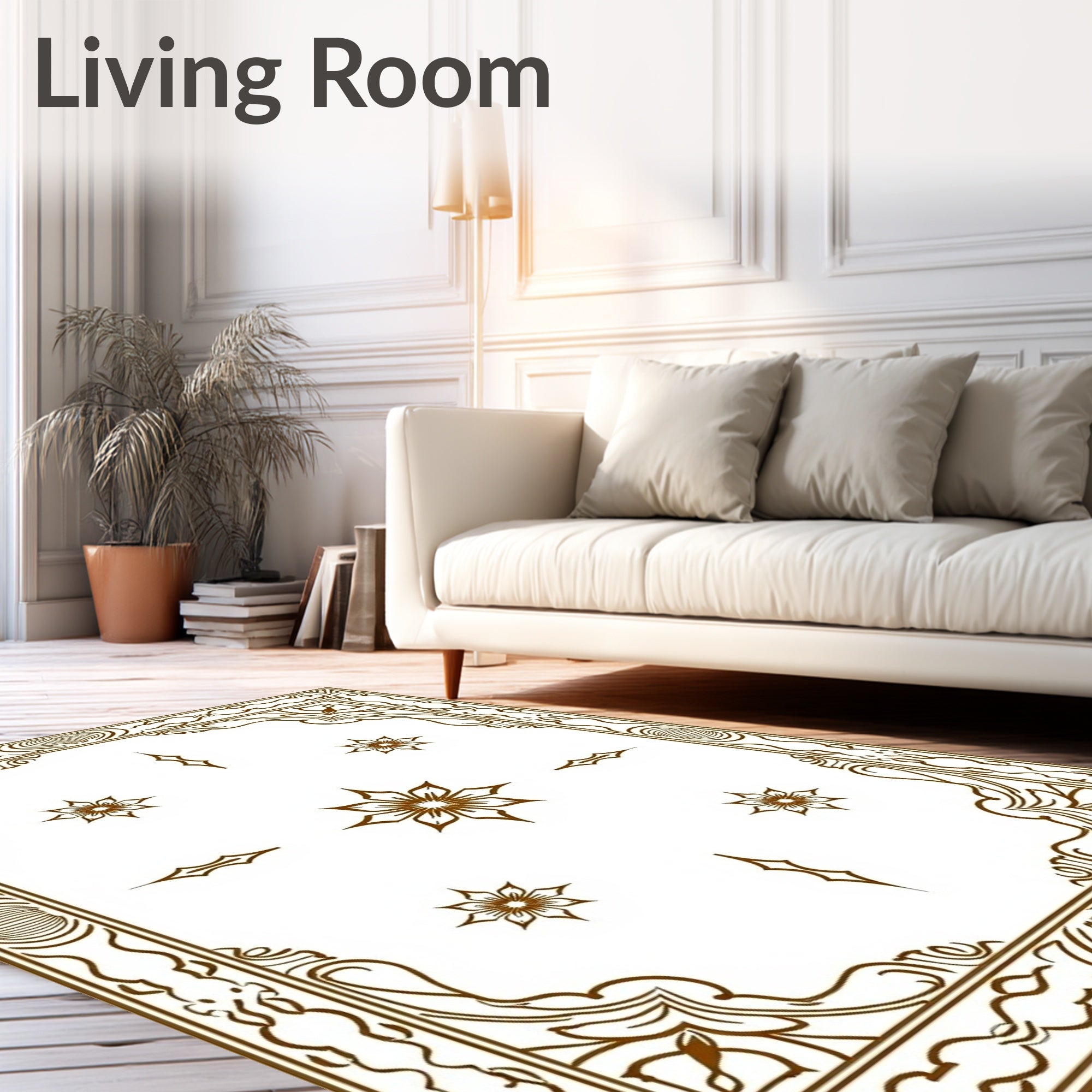 Ornate Bloom Inlay Border Rug