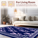 Pink Fan Pattern Navy Decorative Rug