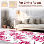 Abstract Pink Swirl Flower Pattern Design Rug