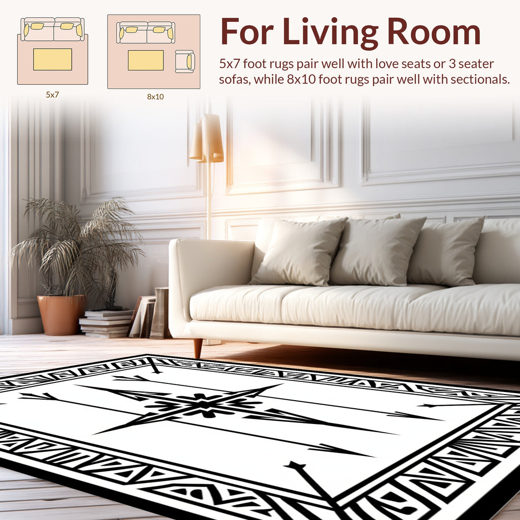 Abstract Geometric Arrow Compass Design Rug