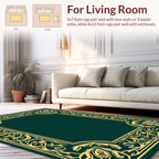 Ornate Gold Floral Border Rug