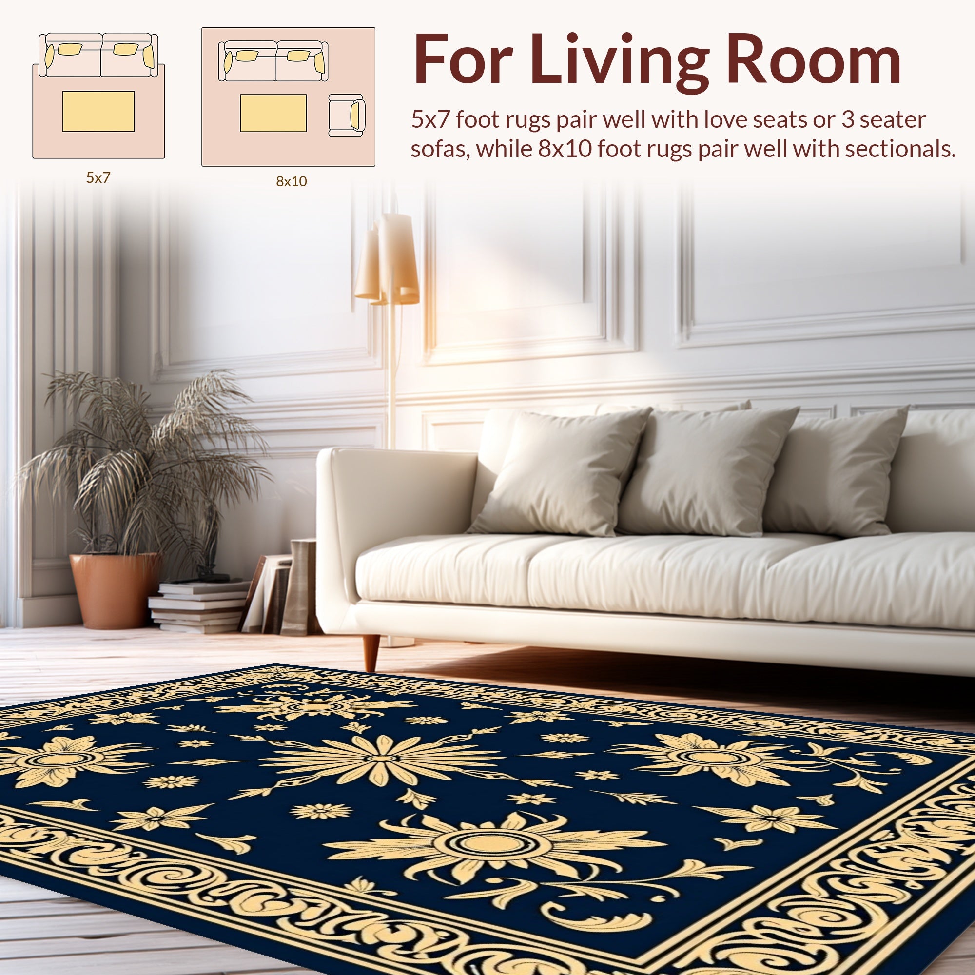 Classic Floral Scrollwork Design Rug