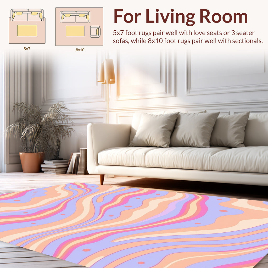 Retro Wavy Pastel Swirls Rug