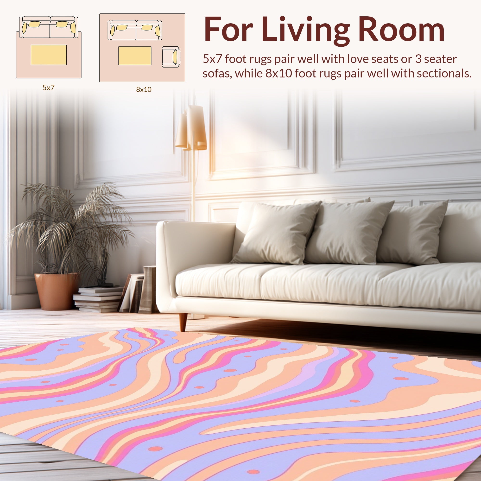 Retro Wavy Pastel Swirls Rug