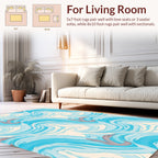 Abstract Blue Wave Whimsical Pattern Rug