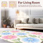 Floral Watercolor Style Daisy Pattern Rug