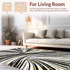 Dynamic Black Gold Streaks Rug