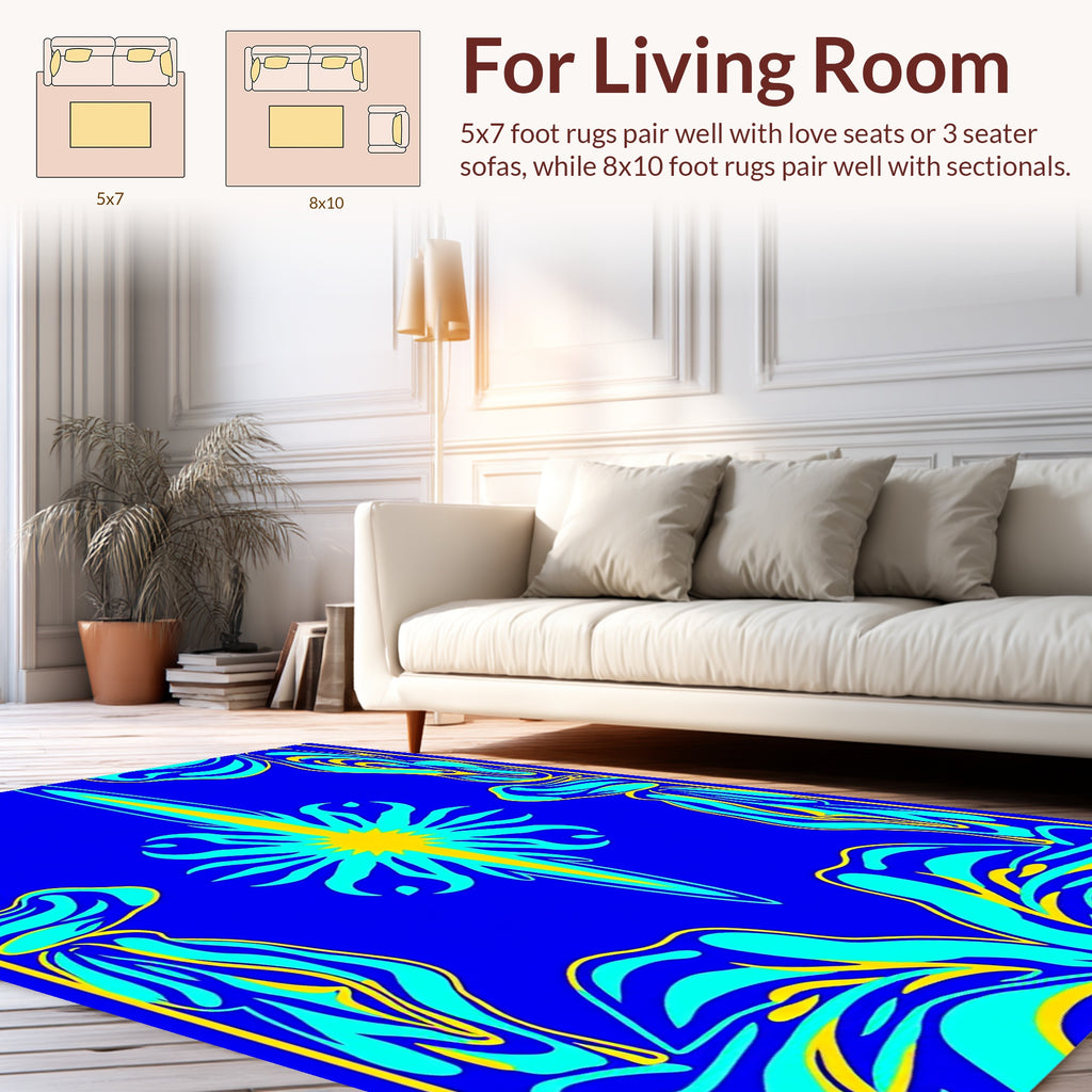 Abstract Swirls Starburst Pattern Rug