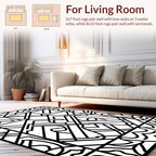 Art Deco Geometric Black White Pattern Rug