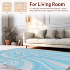 Abstract Swirls Blue And Silver Lines Rug