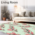 Coral Branch Pattern With Sage Background Rug