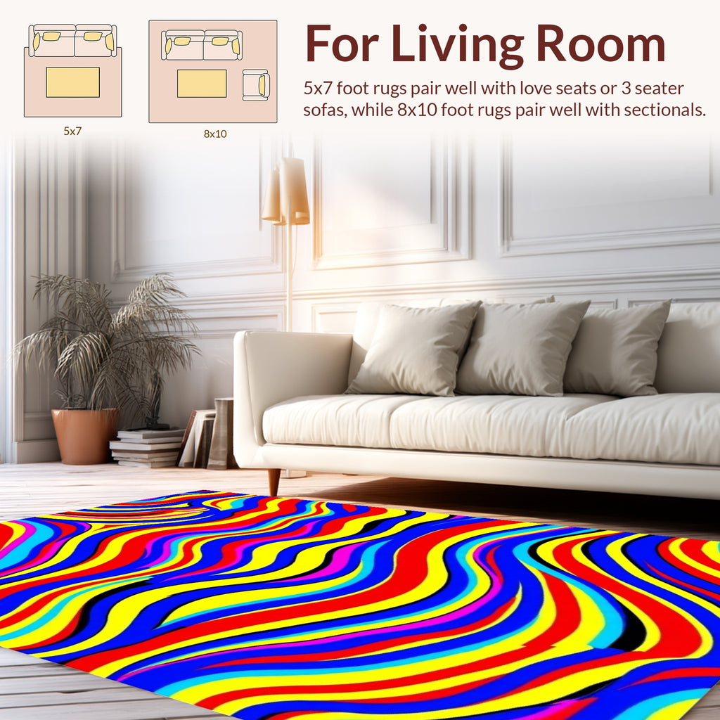 Vivid Abstract Wave Pattern Design Rug