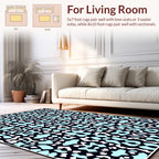Abstract Teal White Symmetry Pattern Rug