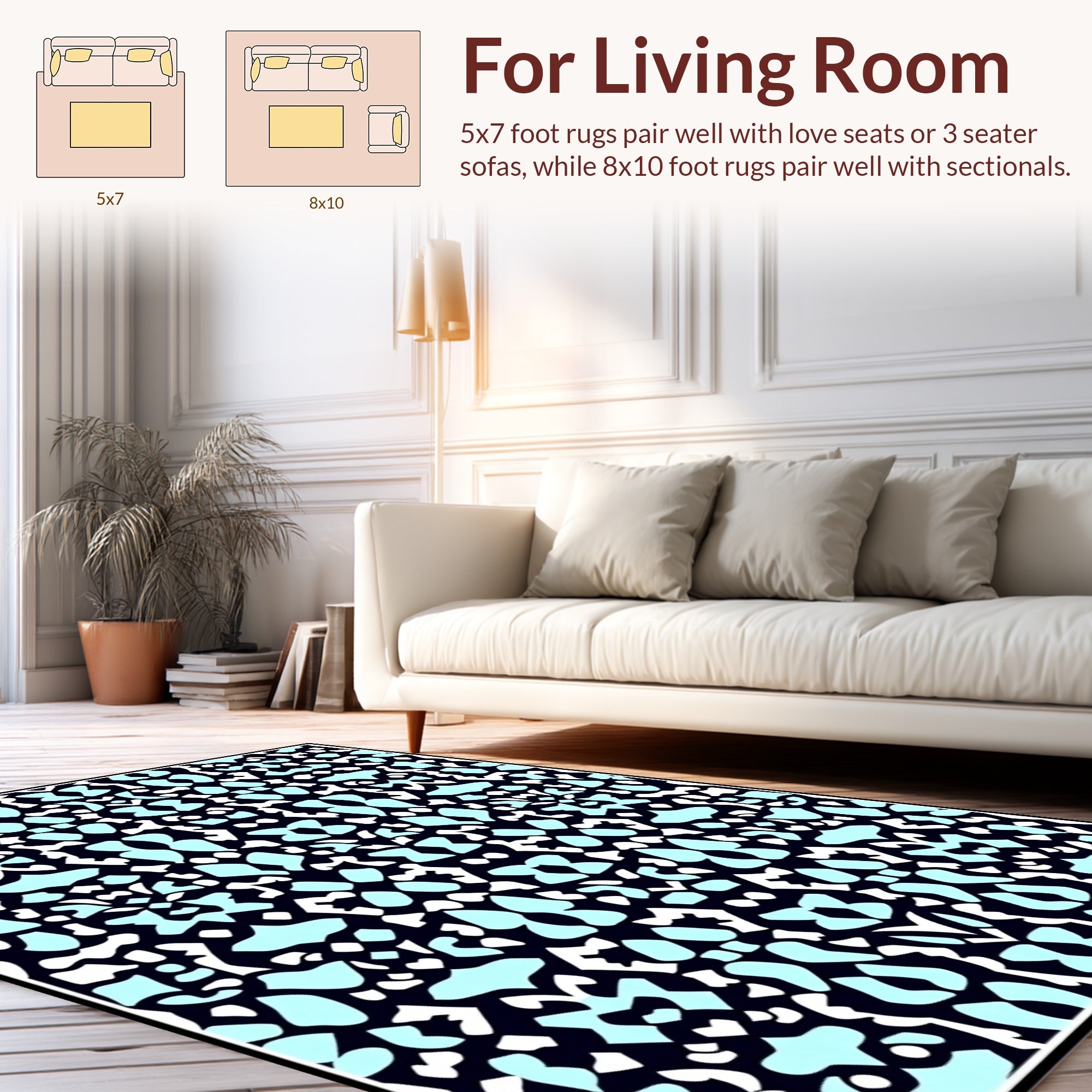 Abstract Teal White Symmetry Pattern Rug