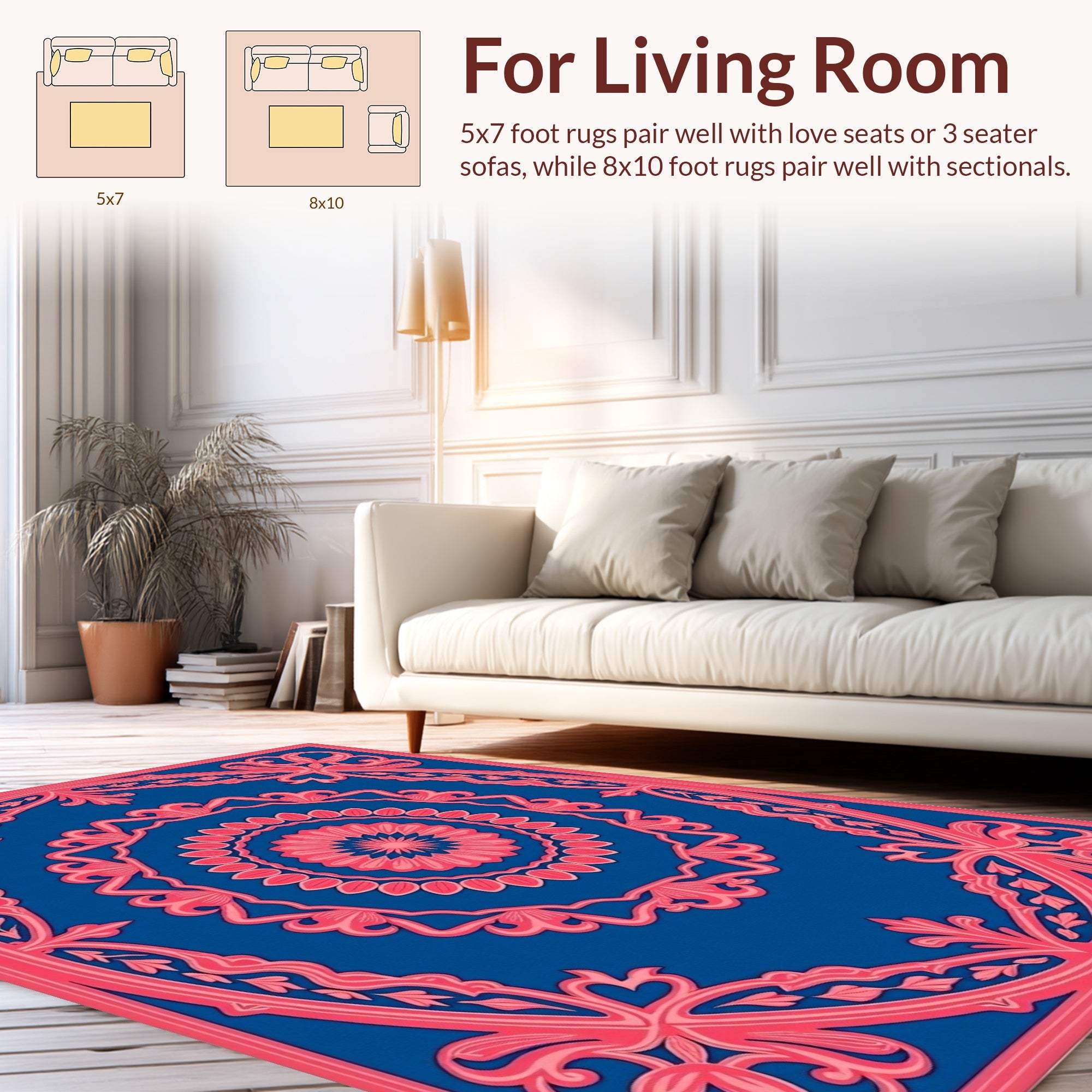 Intricate Floral Mandala Pattern Design Rug
