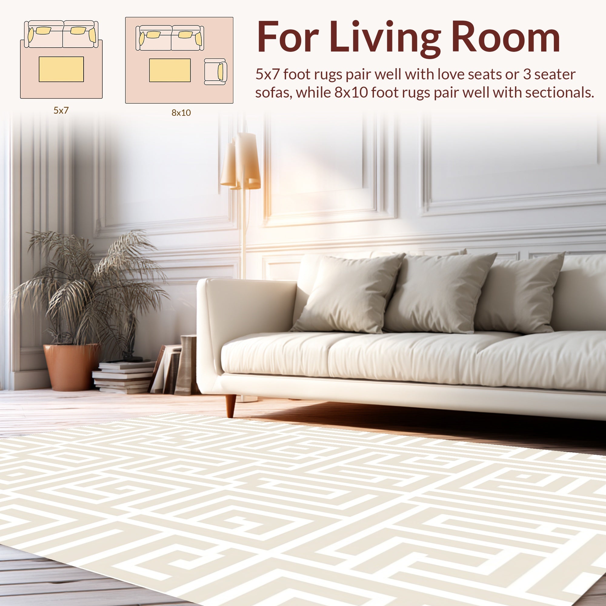 Geometric Maze Patterned Design Rug