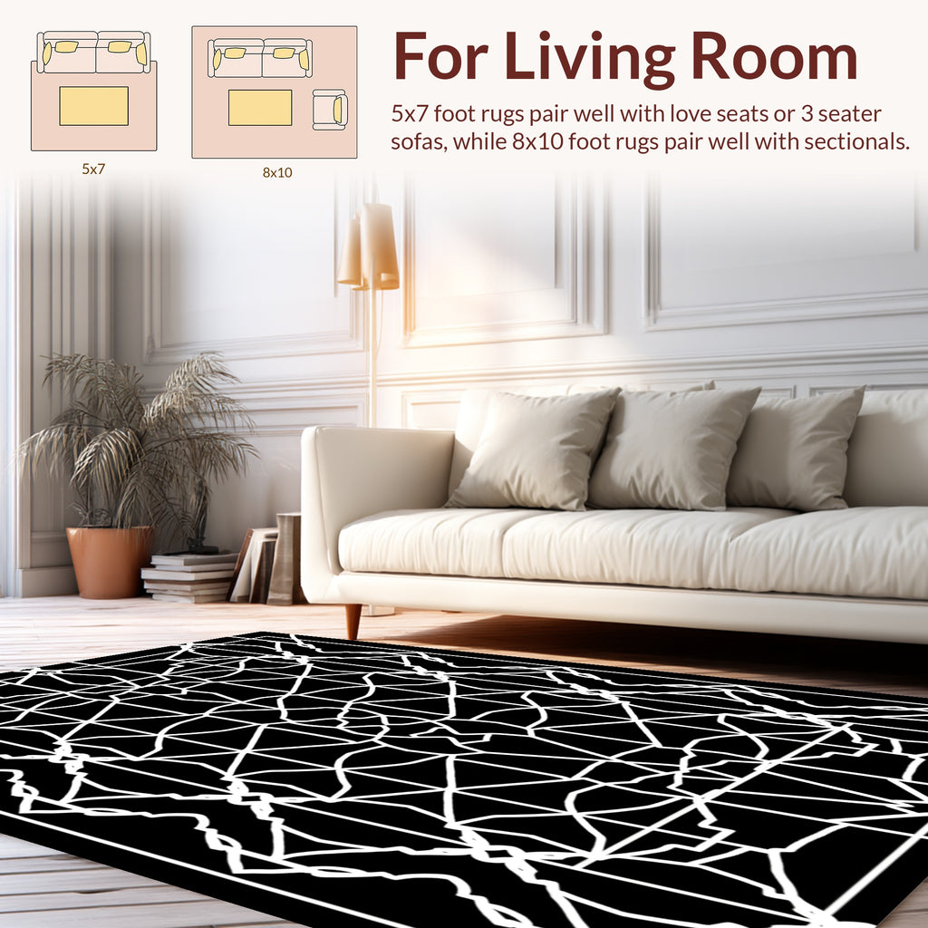 Symmetrical White Geometric Lattice Rug