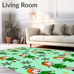 Festive green elf stars repeat motif Rug