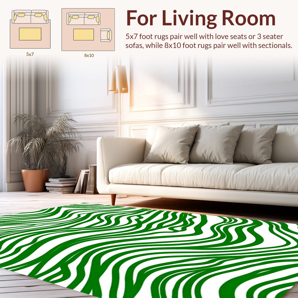 Green Flowing Abstract Organic Pattern Rug