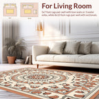Mandala Floral Patterned Terracotta Rug