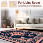 Coral And Navy Floral Medallion Rug