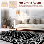 Monochromatic Geometric Border Pattern Rug