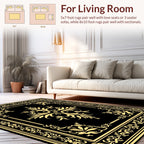 Ornate Floral Black and Gold Rug