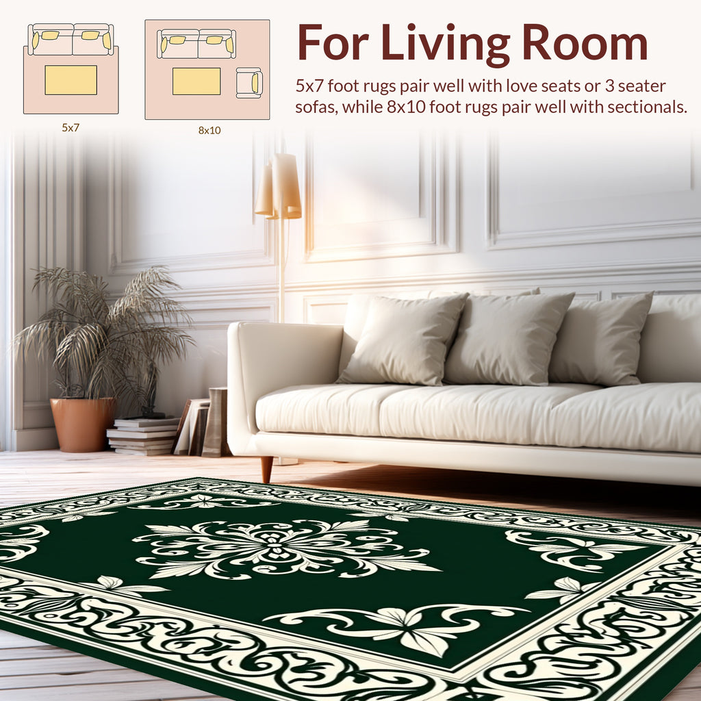 Classic Floral Scrollwork Intricate Design Rug