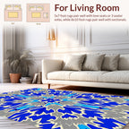 Abstract Blue Gray Floral Pattern Rug