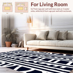Bold White Stripe and Curve Pattern Rug