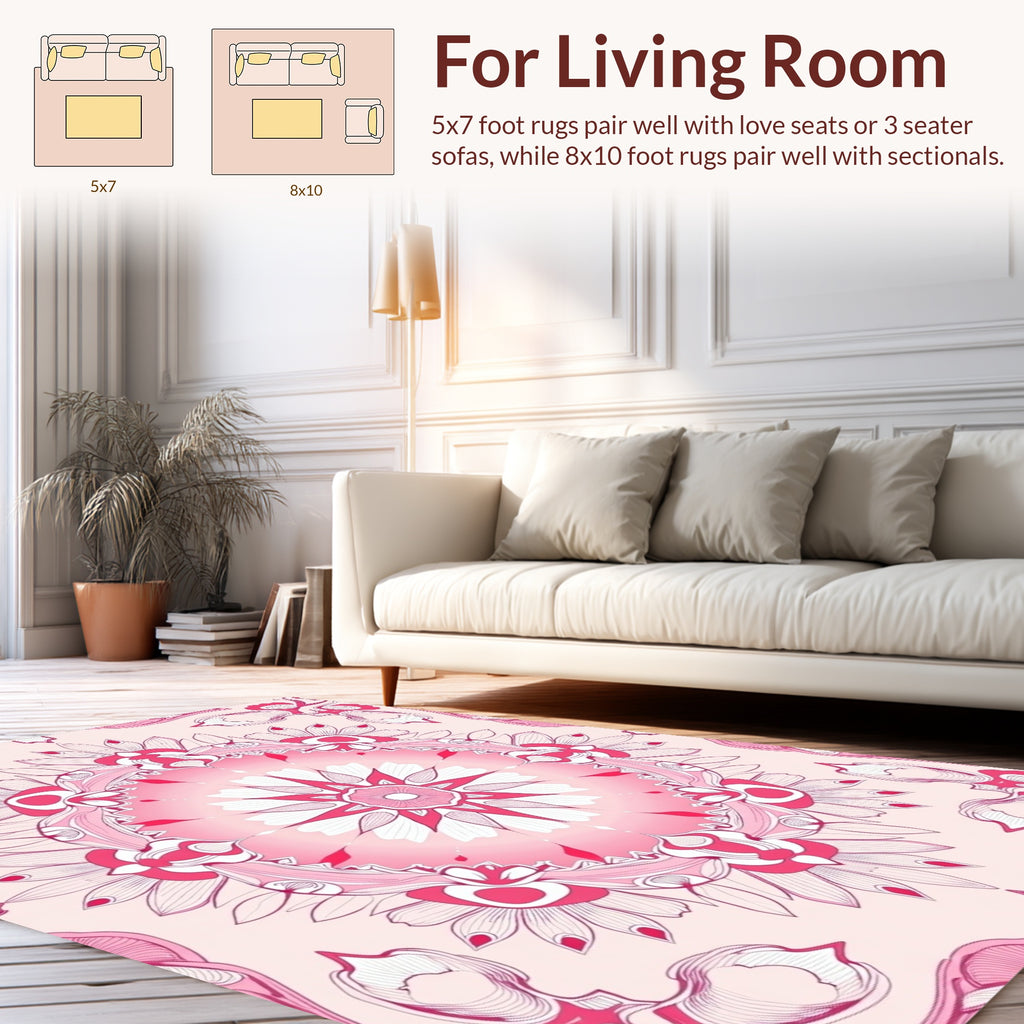 Circular Flower Blossom Pattern Rug