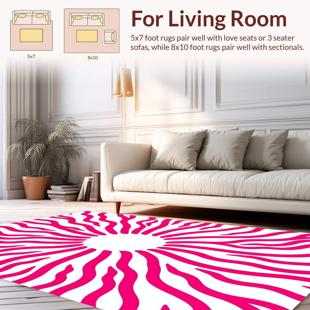Bold Pink Radial Waves Pattern Rug