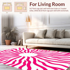Bold Pink Radial Waves Pattern Rug