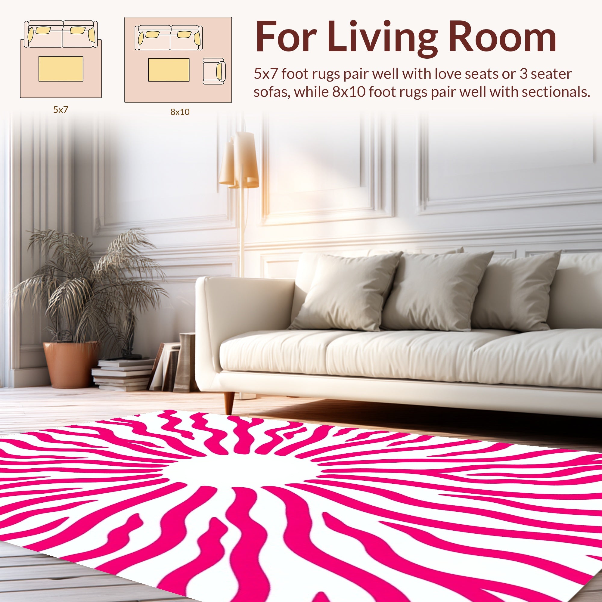 Bold Pink Radial Waves Pattern Rug
