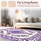 Elegant Purple Floral Scroll Pattern Rug