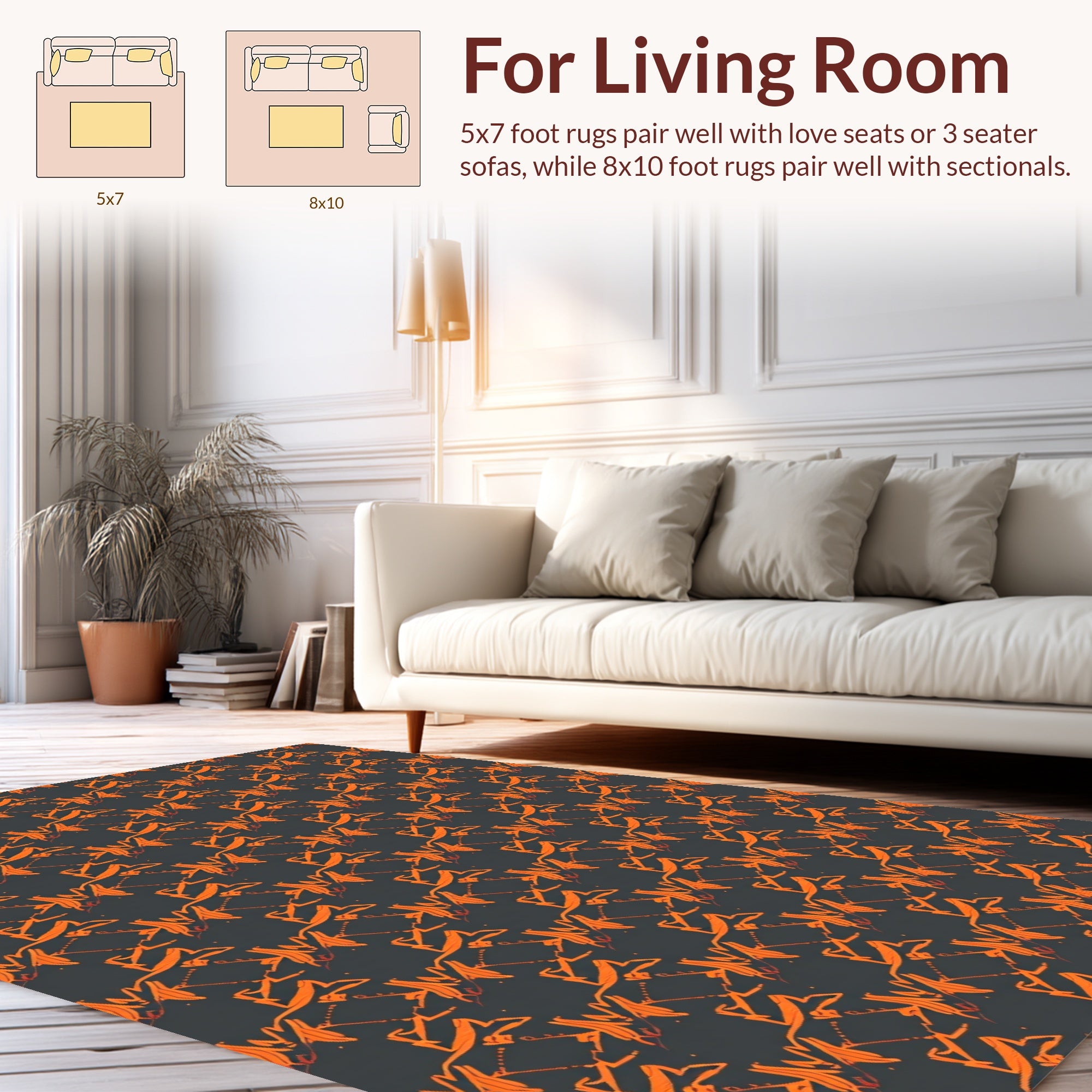 Bold Orange Abstract Geometric Pattern Rug