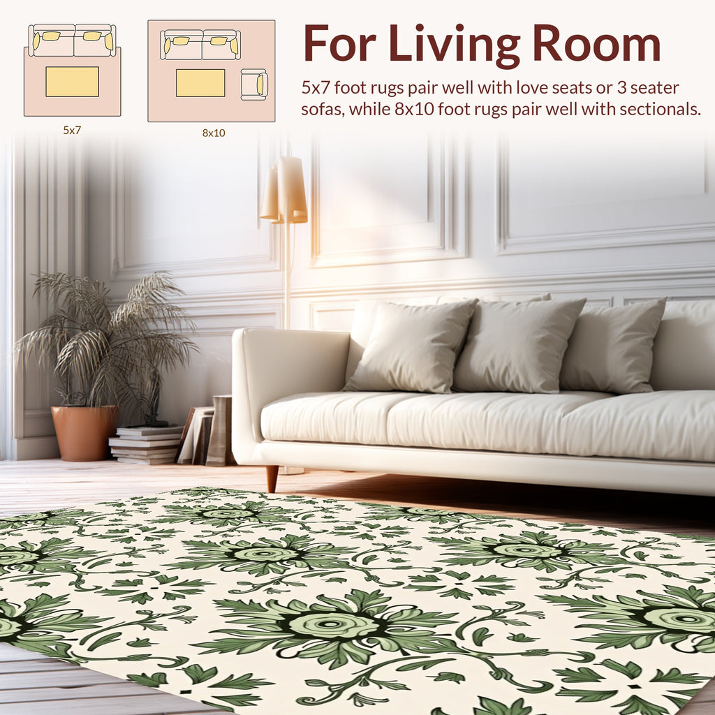 Detailed Damask Floral Pattern Rug