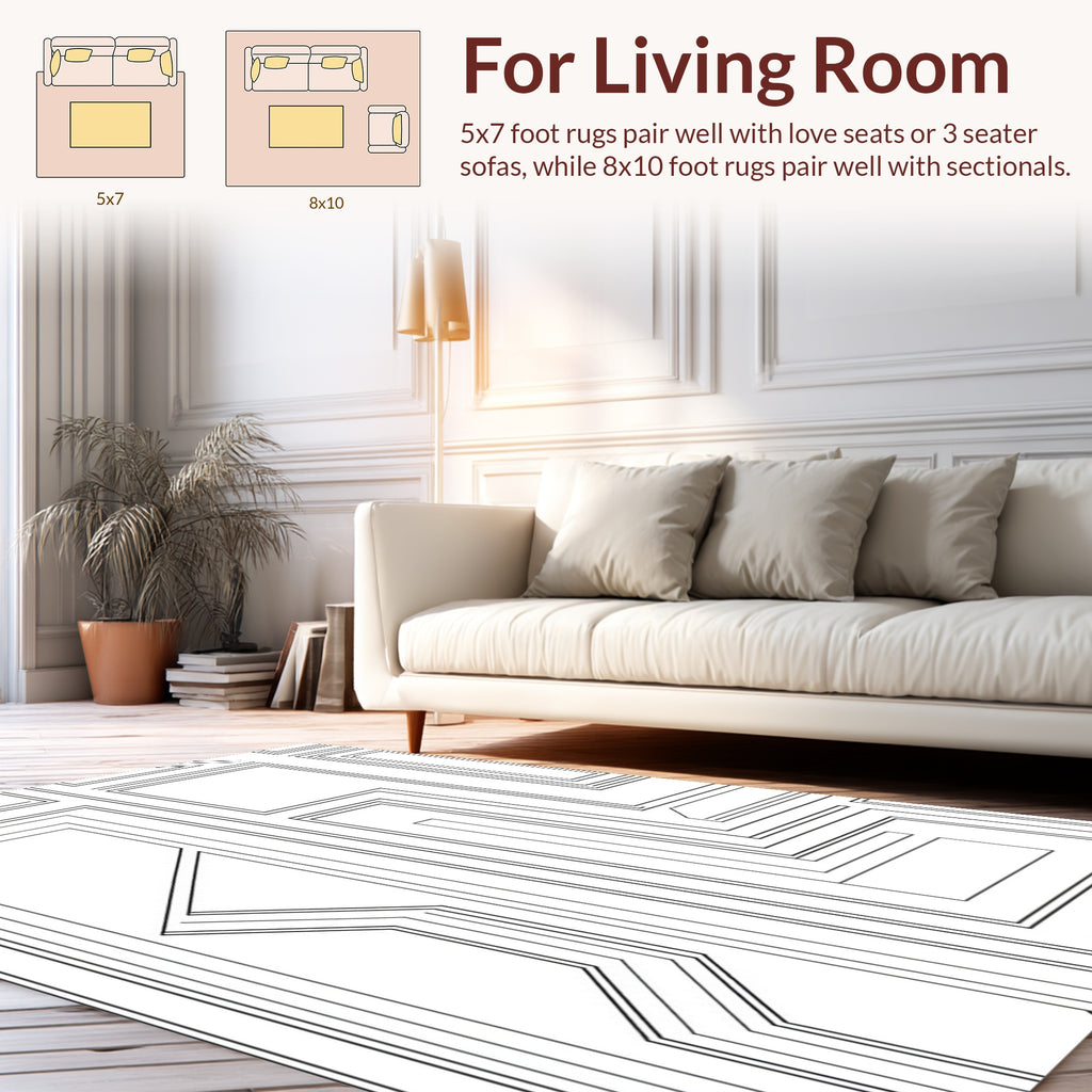 Minimalist Line Art Geometric Pattern Rug