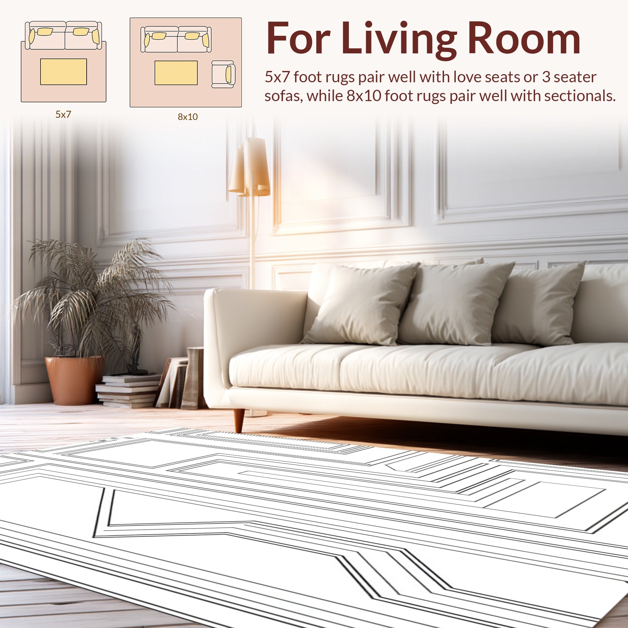 Minimalist Line Art Geometric Pattern Rug