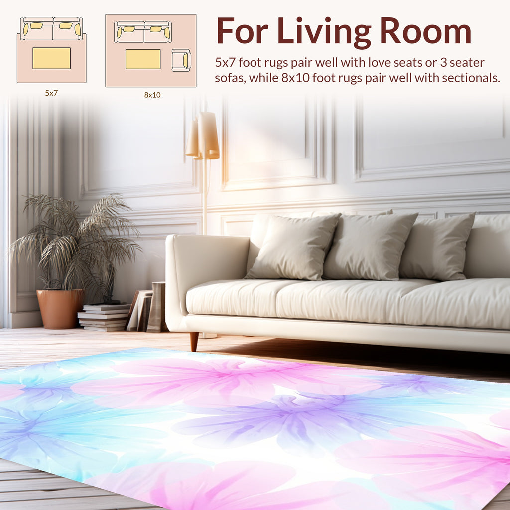 Soft Pastel Floral Watercolor Rug