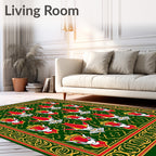 Green Red Yellow Character Border Rug
