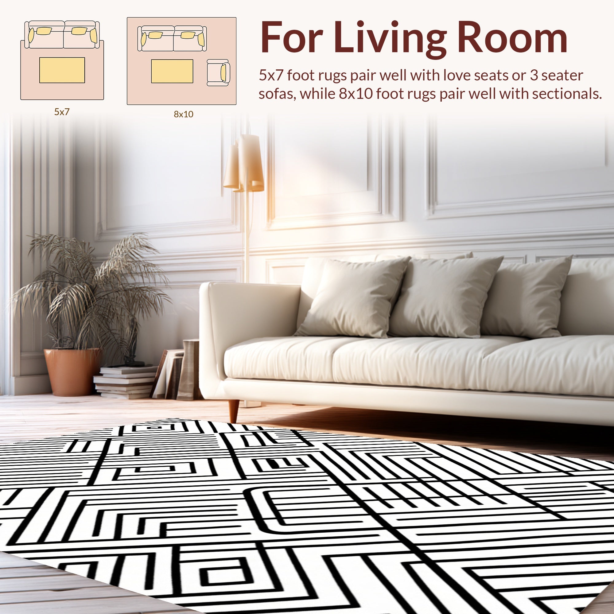 Bold Black White Abstract Geometric Rug