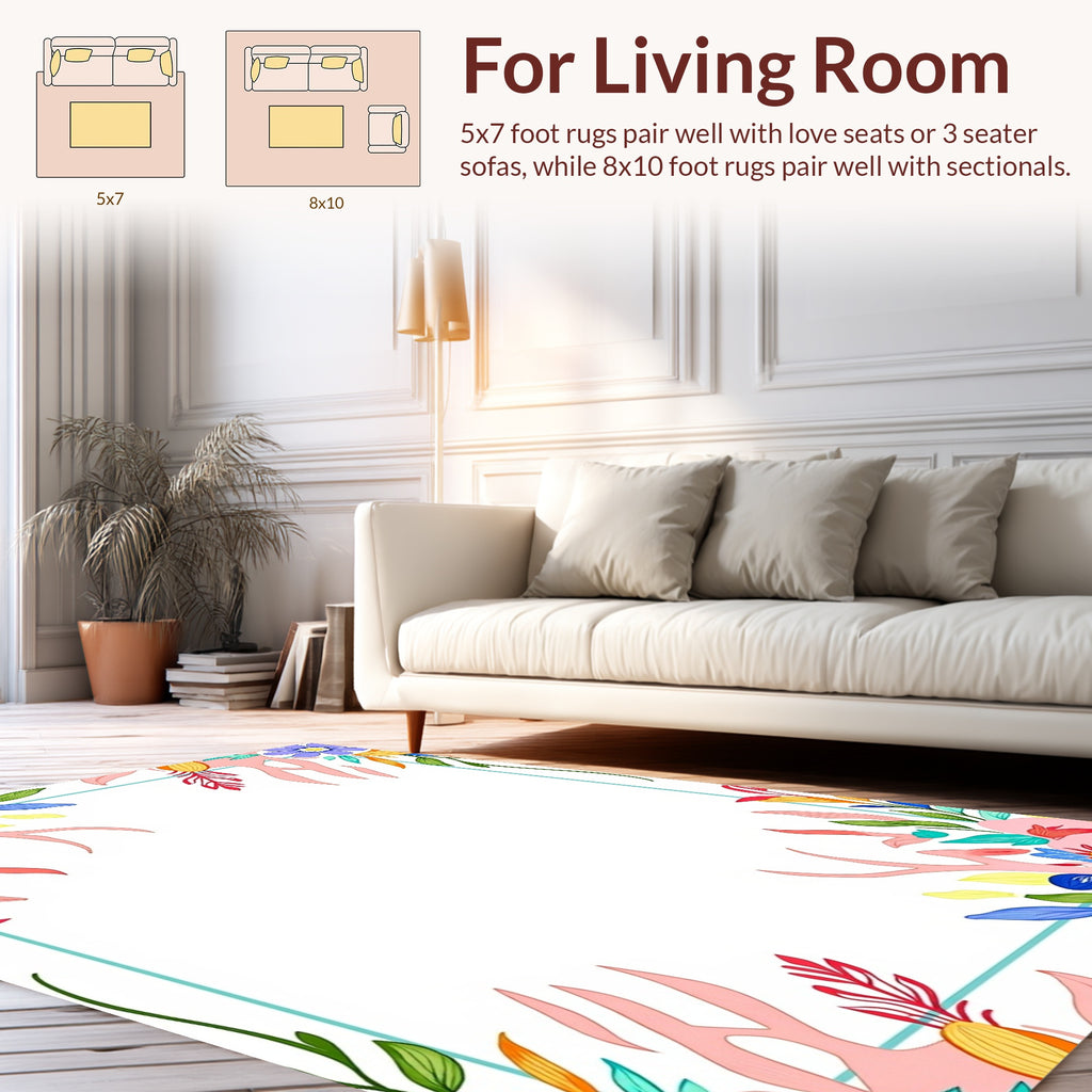 Tropical Floral Pattern Vibrant Rug