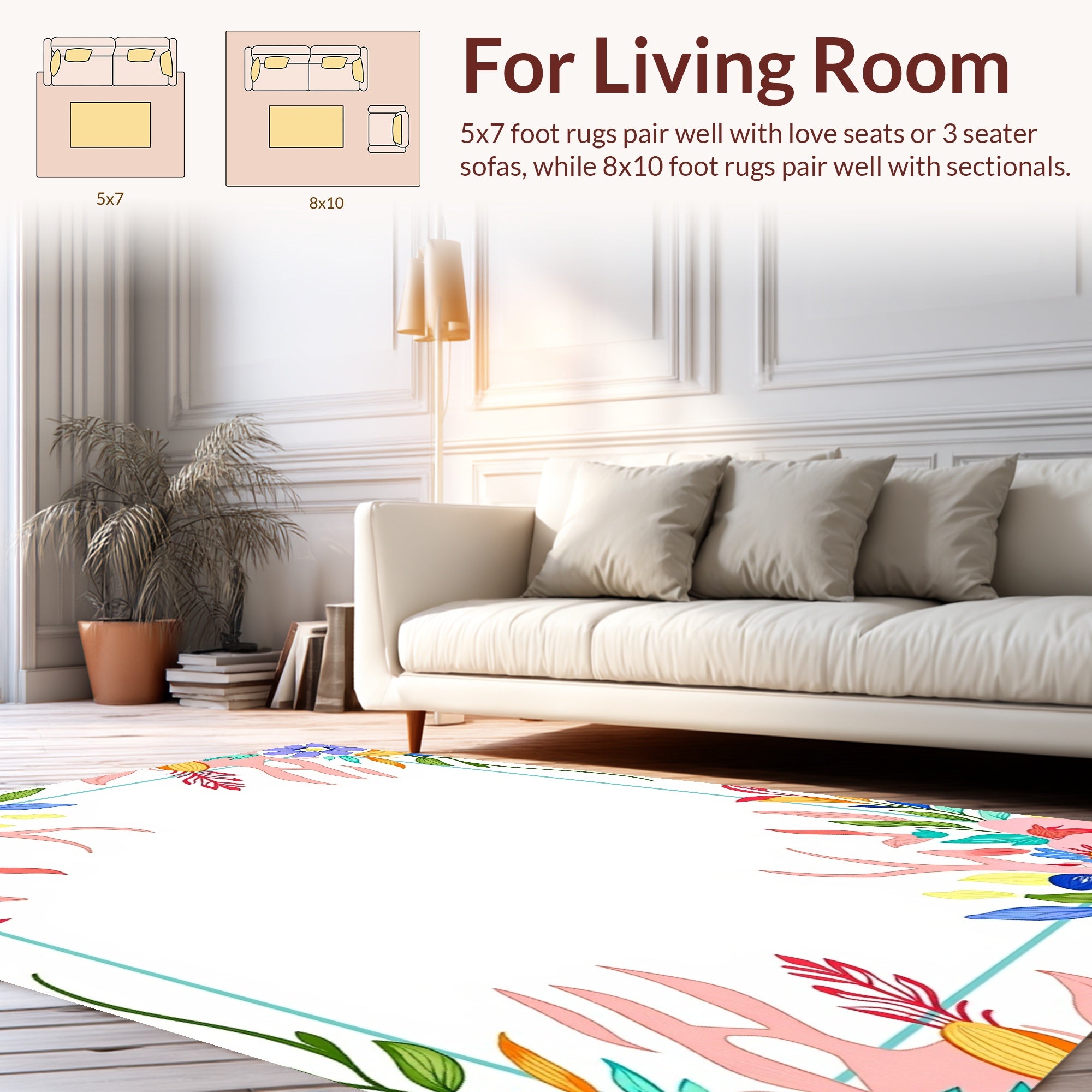 Tropical Floral Pattern Vibrant Rug