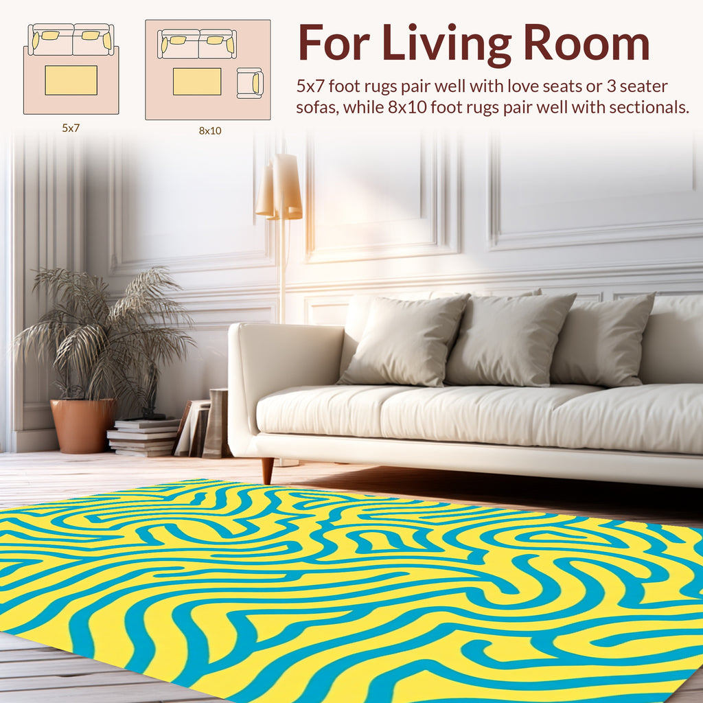 Bold Blue Flowing Lines Rug